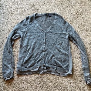 V-neck cardigan with sheer inserts